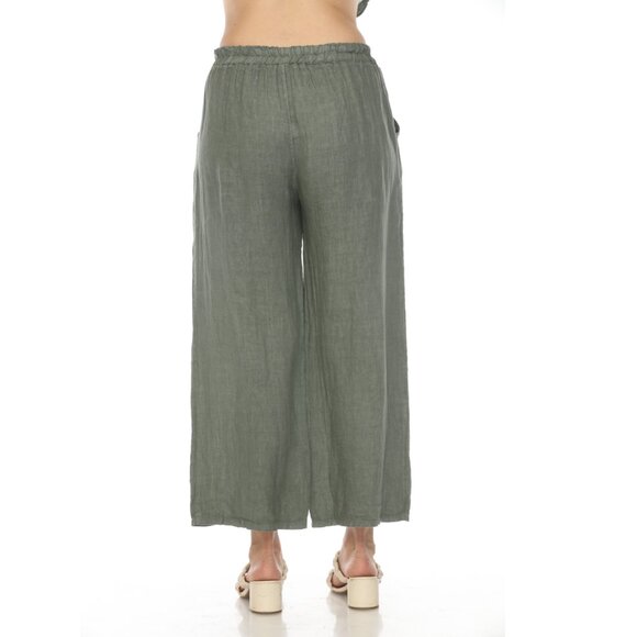 Olive Drawstring Elastic Waist Wide Leg Pant - Picture 7 of 7